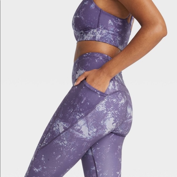 all in motion Pants - NWT Contour Power Waist  High Rise 7/8 Purple Print Leggings All In Motion